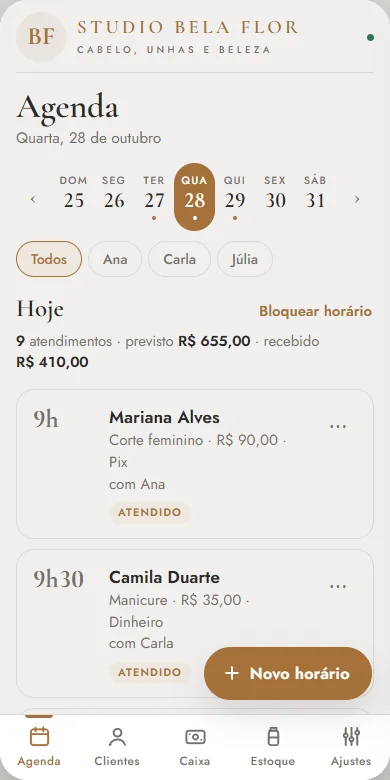 Agenda do Meu Aprumo no celular