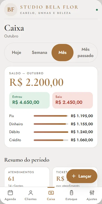 Tela do caixa
